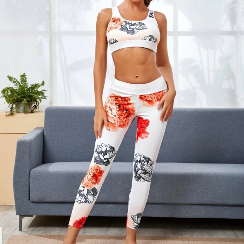 ●SOLD OUT●FLORAL PRINT SPORTS BRA & LEGGINGS SET - Picture 3 of 4